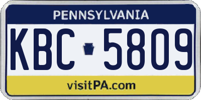PA license plate KBC5809