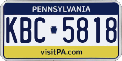 PA license plate KBC5818
