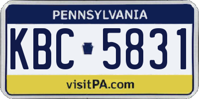 PA license plate KBC5831