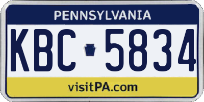 PA license plate KBC5834