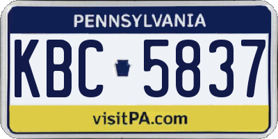 PA license plate KBC5837