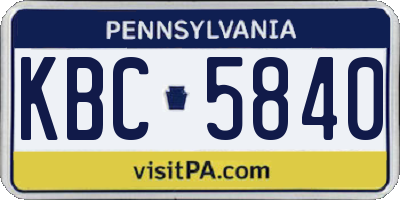 PA license plate KBC5840