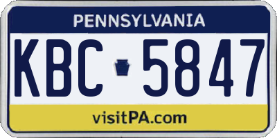 PA license plate KBC5847