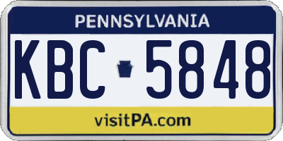 PA license plate KBC5848