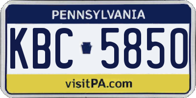 PA license plate KBC5850