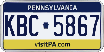 PA license plate KBC5867