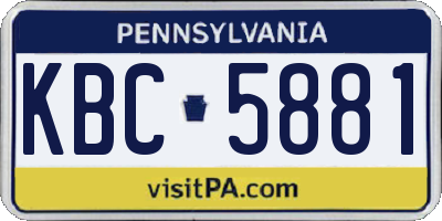 PA license plate KBC5881