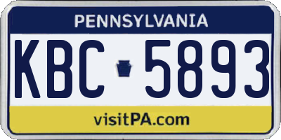 PA license plate KBC5893