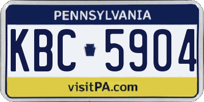 PA license plate KBC5904