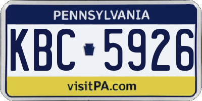 PA license plate KBC5926