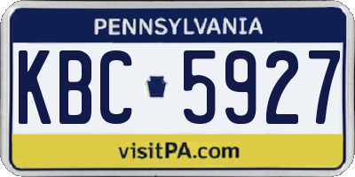 PA license plate KBC5927