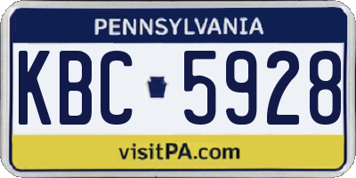 PA license plate KBC5928