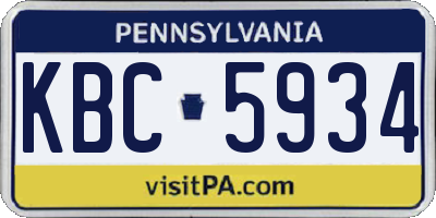 PA license plate KBC5934