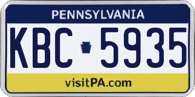 PA license plate KBC5935