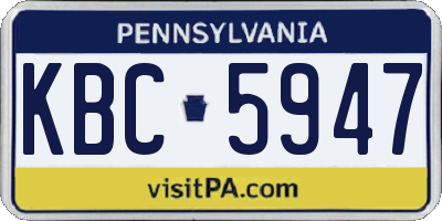 PA license plate KBC5947