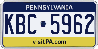 PA license plate KBC5962