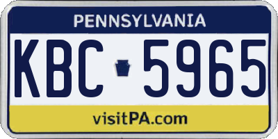 PA license plate KBC5965