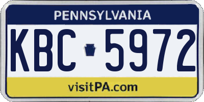 PA license plate KBC5972