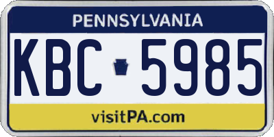 PA license plate KBC5985