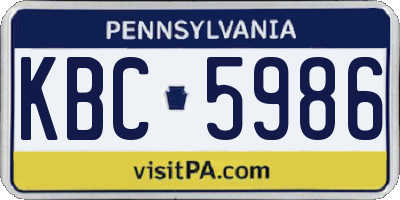 PA license plate KBC5986