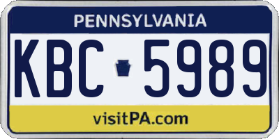 PA license plate KBC5989