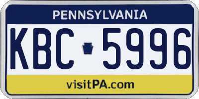 PA license plate KBC5996
