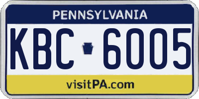 PA license plate KBC6005