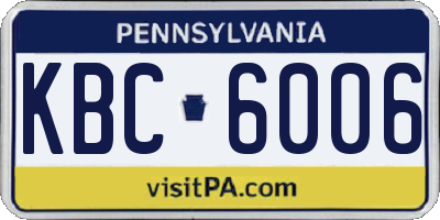 PA license plate KBC6006
