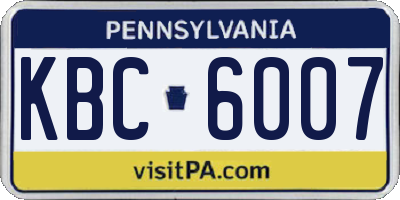 PA license plate KBC6007