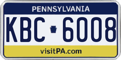 PA license plate KBC6008