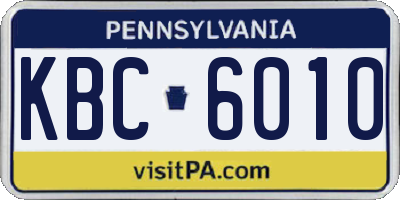 PA license plate KBC6010
