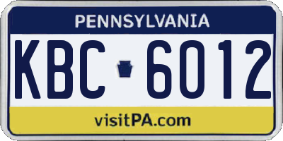 PA license plate KBC6012