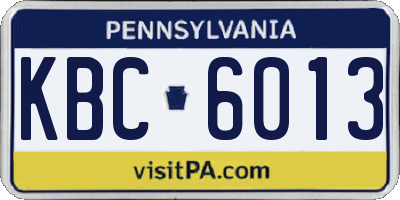 PA license plate KBC6013