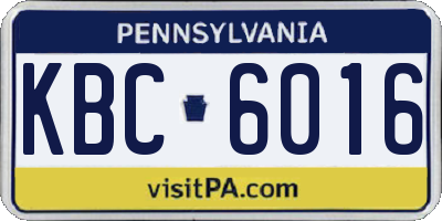 PA license plate KBC6016