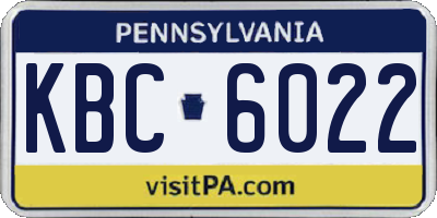 PA license plate KBC6022