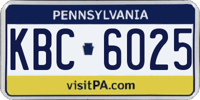PA license plate KBC6025