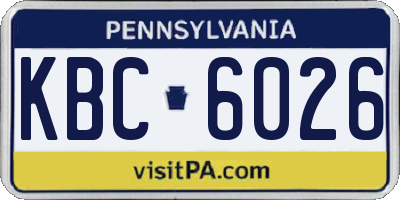 PA license plate KBC6026