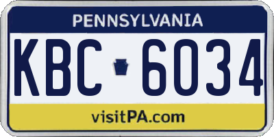 PA license plate KBC6034