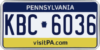 PA license plate KBC6036