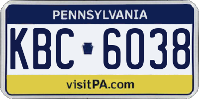 PA license plate KBC6038