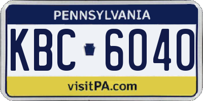 PA license plate KBC6040