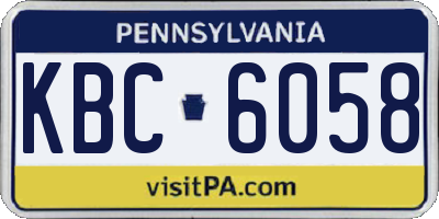 PA license plate KBC6058