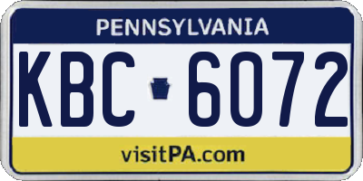 PA license plate KBC6072