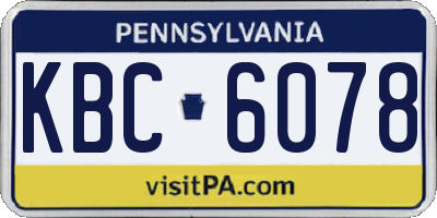PA license plate KBC6078