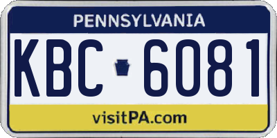 PA license plate KBC6081