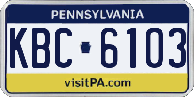 PA license plate KBC6103