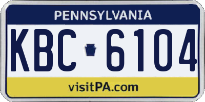 PA license plate KBC6104