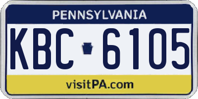 PA license plate KBC6105
