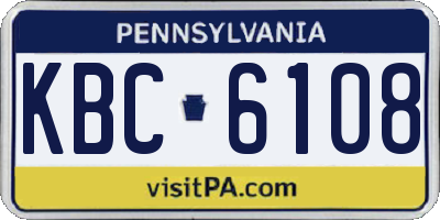 PA license plate KBC6108