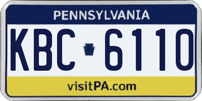 PA license plate KBC6110